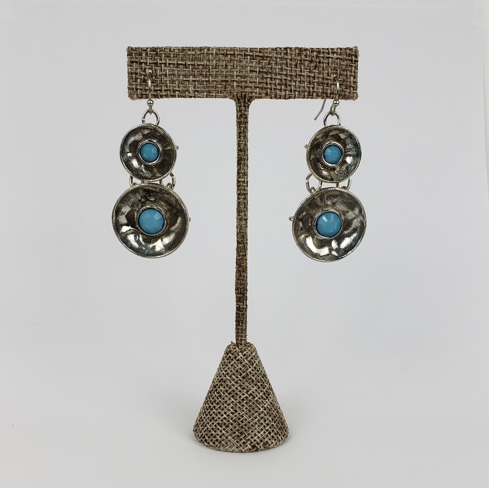 Turq & Rhodium Statement Neck & Ear Set - Picture 3 of 3